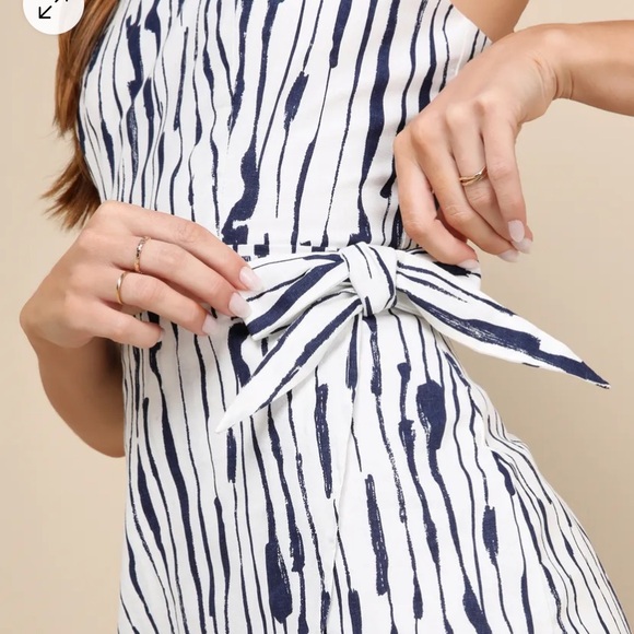 Lulus Striped Faux Wrap Mini Dress - Picture 4 of 4